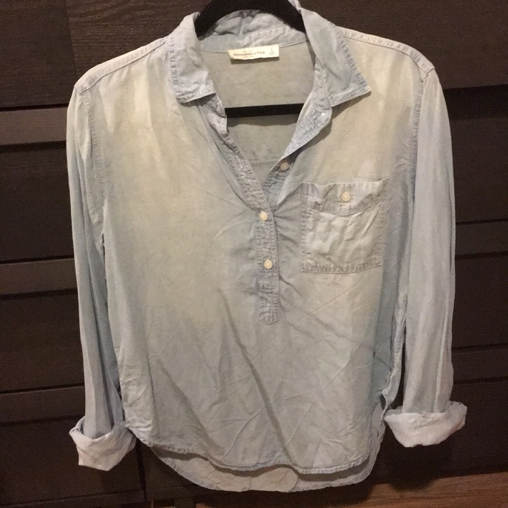 Denim pullover top